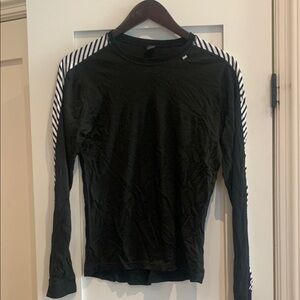 Helly Hansen Black and White Long Sleeve Tee with Striped Sleeves